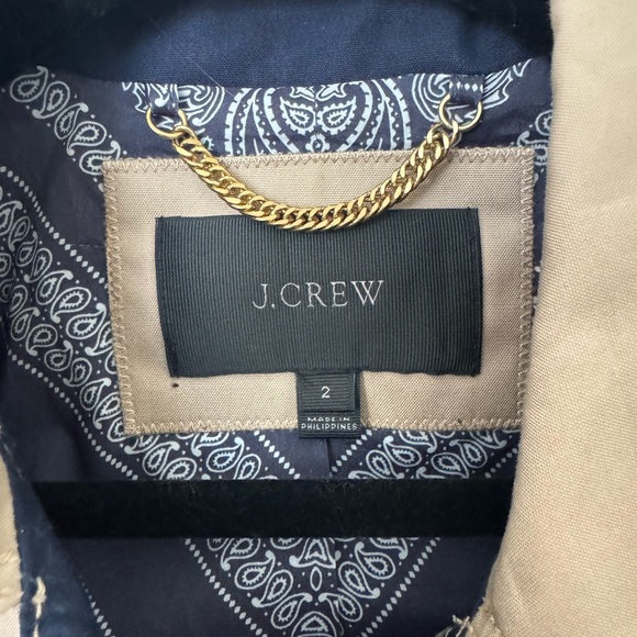 J. Crew Tan and Navy Striped Trench Coat - Picture 3 of 5